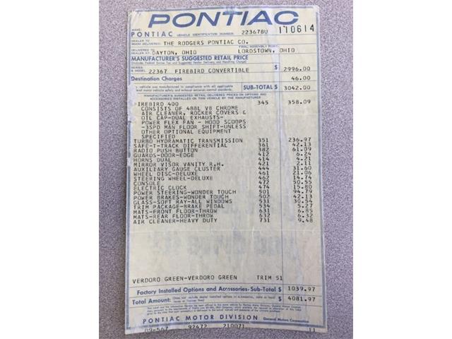 1968 Pontiac Firebird 400 Convertible Restomod (CC-1015615) for sale in Greensboro, North Carolina