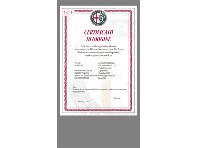 1987 Alfa Romeo 75 Turbo Evoluzione (CC-1084445) for sale in Miami, Florida