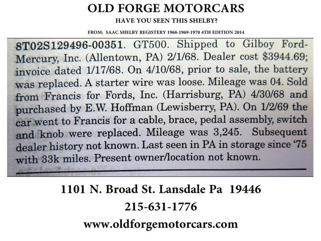 1968 Shelby GT500 (CC-1112515) for sale in Lansdale, Pennsylvania