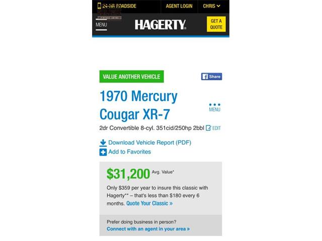 1970 Mercury Cougar (CC-1219111) for sale in Denver , Colorado