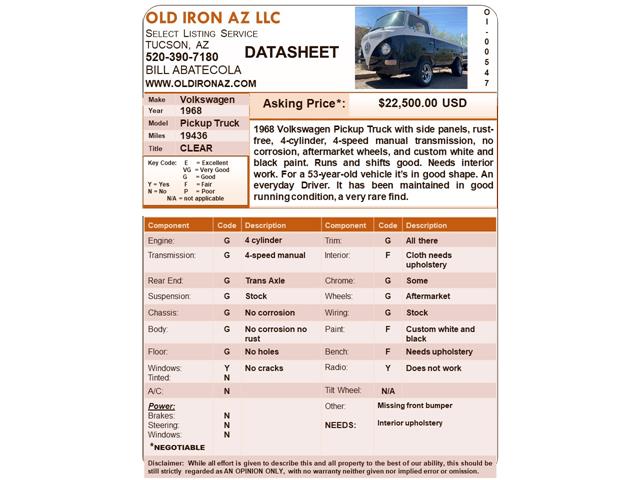 1968 Volkswagen Pickup (CC-1473470) for sale in Tucson, AZ - Arizona