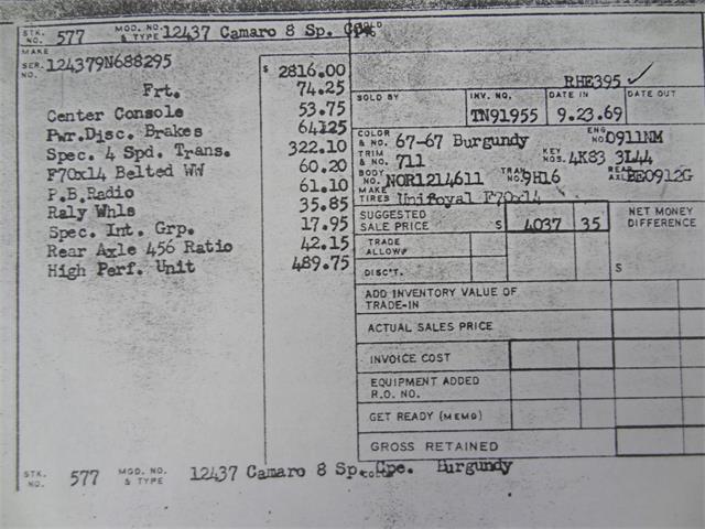 1969 Chevrolet Camaro COPO (CC-1482528) for sale in Bonner Springs, Kansas