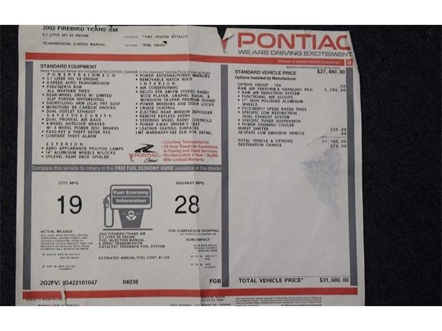 2002 Pontiac Firebird Trans Am WS6 (CC-1582449) for sale in Fredericksburg, Virginia