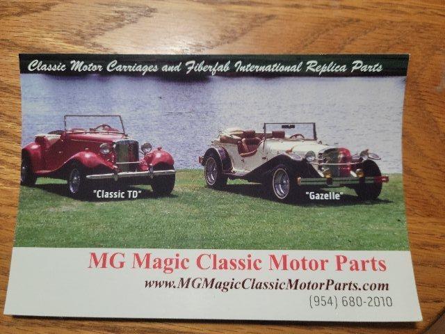 Replacement parts for Fiberfab MG-TD Replica / Fiberfab SSK / Classic Motor  Carriages Gazelle / Classic Motor Carriages Classic TD and other Replica Car  Types.