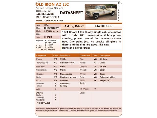 1974 Chevrolet 1 Ton Dually (CC-1610314) for sale in Tucson, AZ - Arizona