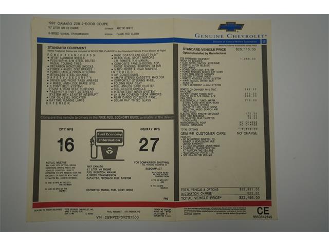 1997 Chevrolet Camaro (CC-1675270) for sale in Pewaukee, Wisconsin