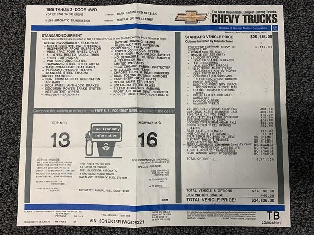 1998 Chevrolet Tahoe (CC-1693899) for sale in Manheim, Pennsylvania