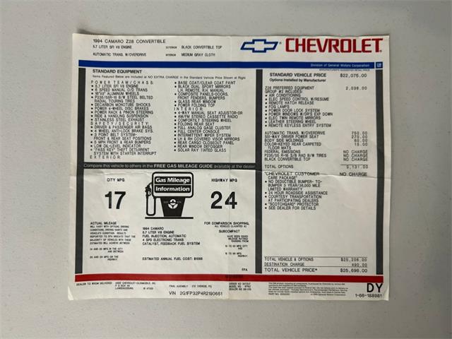 1994 Chevrolet Camaro Z28 (CC-1698653) for sale in North Royalton, Ohio