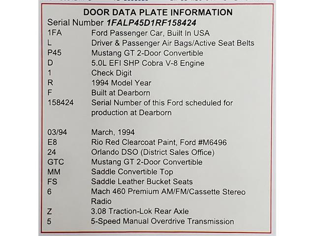 1994 Ford Mustang Cobra (CC-1698994) for sale in Hickory, North Carolina