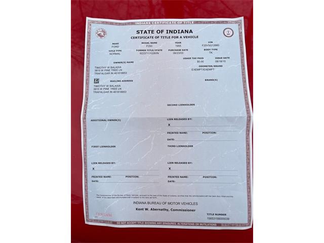 1955 Ford F250 (CC-1716320) for sale in Knightstown, Indiana