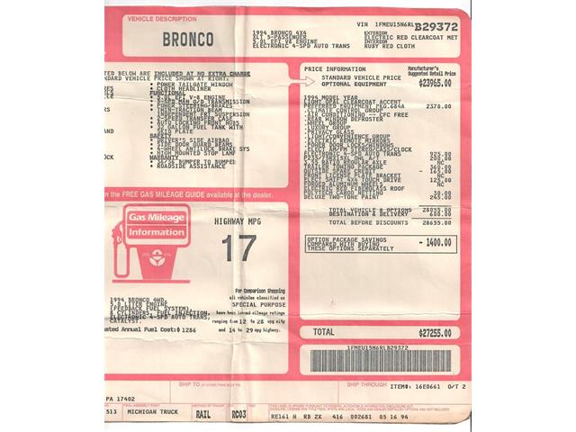 1994 Ford Bronco (CC-1717521) for sale in Stratford, Wisconsin