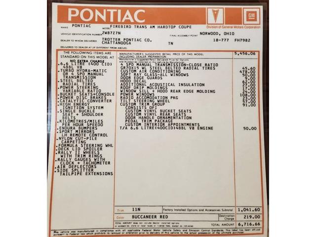 1977 Pontiac Firebird Trans Am (CC-1732325) for sale in Savannah, Georgia