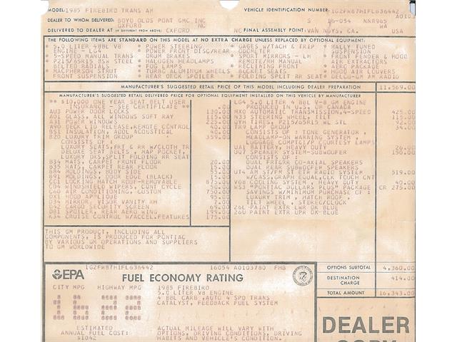 1985 Pontiac Firebird Trans Am (CC-1746763) for sale in Wake Forest, North Carolina