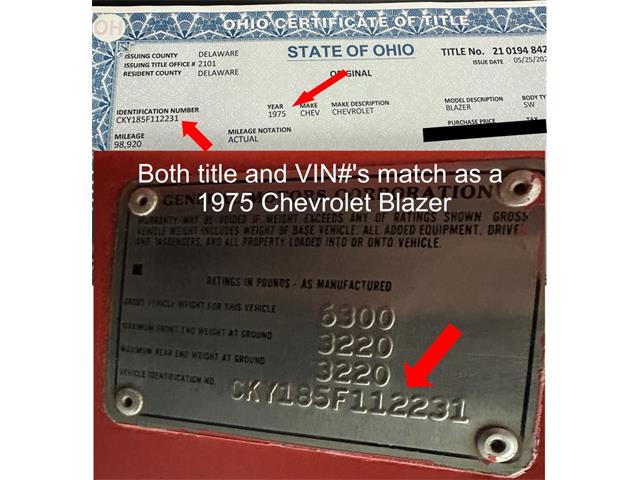 1975 Chevrolet Blazer (CC-1759027) for sale in Columbus, Ohio