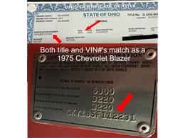 1975 Chevrolet Blazer (CC-1759027) for sale in Columbus, Ohio