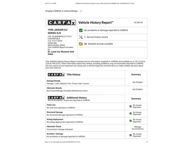1990 Jaguar XJS (CC-1779074) for sale in St. Louis, Missouri