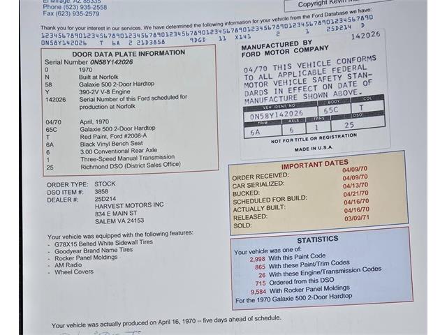 1970 Ford Galaxie 500 (CC-1800391) for sale in roanoke, Virginia