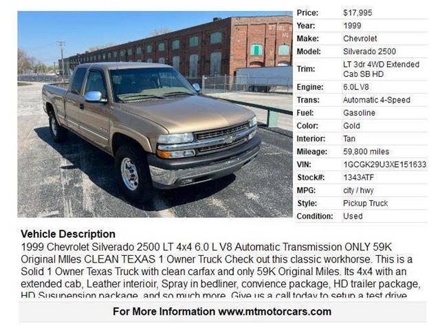 1999 Chevrolet Silverado (CC-1832746) for sale in Saint Charles, Missouri