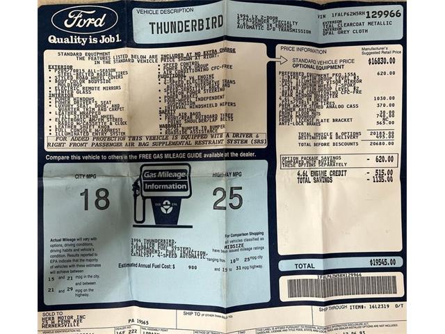 1994 Ford Thunderbird (CC-1844277) for sale in Morgantown, Pennsylvania