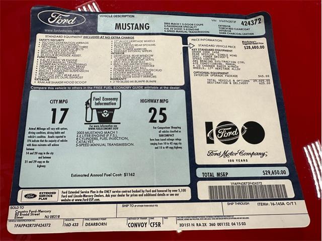 2003 Ford Mustang (CC-1856081) for sale in Newfield, New Jersey
