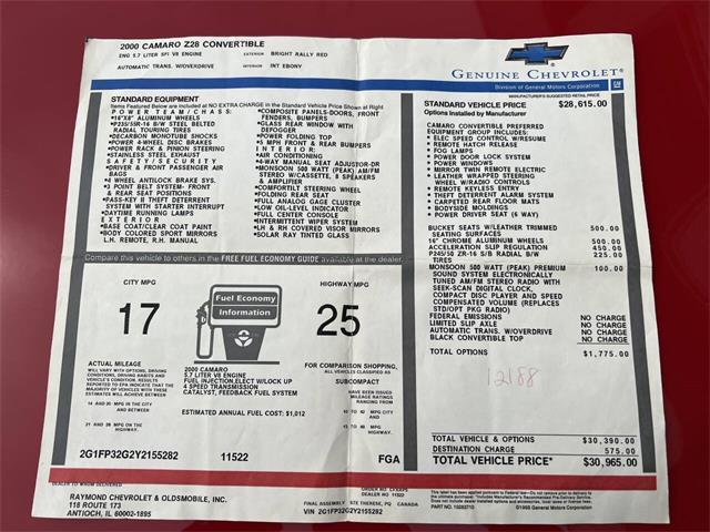 2000 Chevrolet Camaro (CC-1970536) for sale in Arlington Heights, Illinois