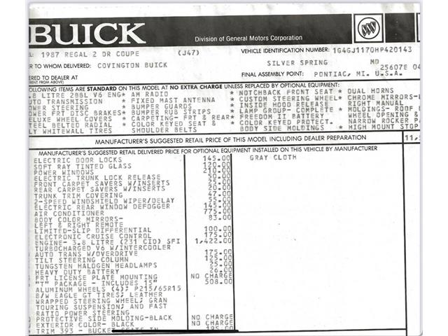 1987 Buick Regal (CC-1979142) for sale in Clarksburg, Maryland