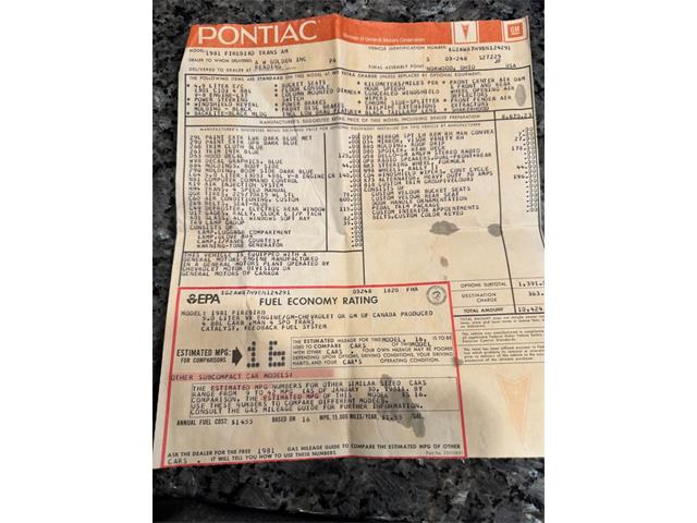 1981 Pontiac Firebird (CC-1999776) for sale in Morgantown, Pennsylvania