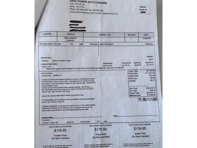 1969 Chevrolet Camaro SS (CC-2027967) for sale in Lynnwood, Washington