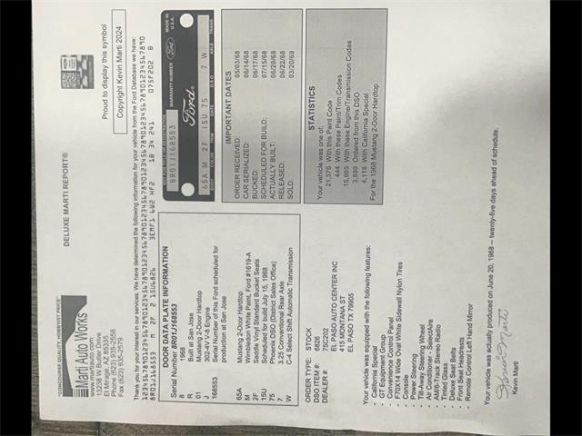 1968 Ford Mustang (CC-2030117) for sale in Greenville, North Carolina