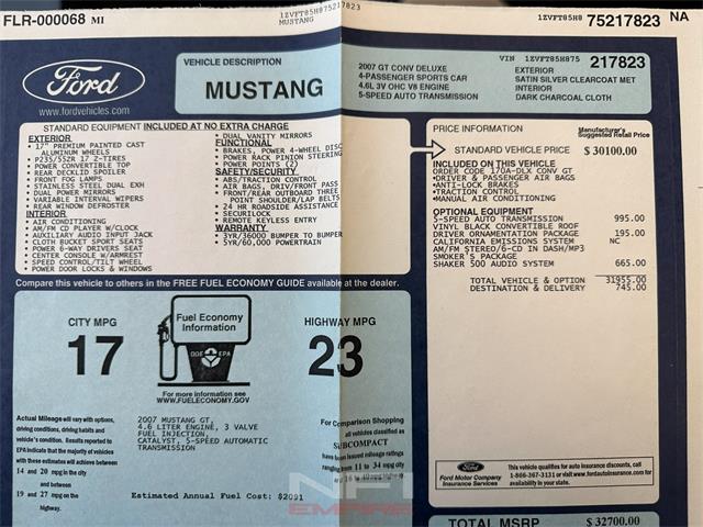 2007 Ford Mustang (CC-2037070) for sale in North East, Pennsylvania