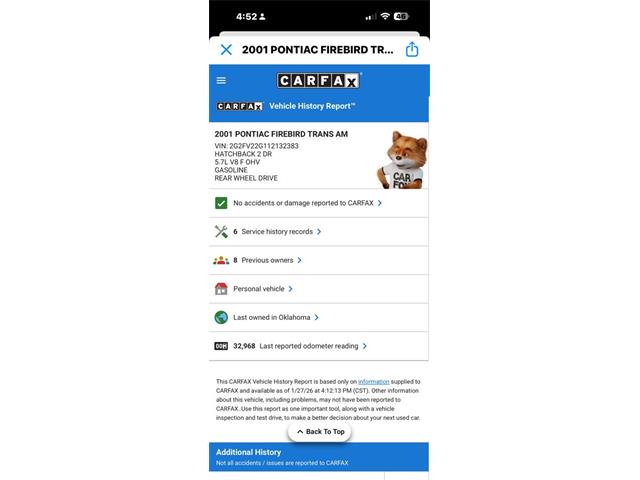 2001 Pontiac Firebird Trans Am (CC-2045305) for sale in Wilson, Oklahoma