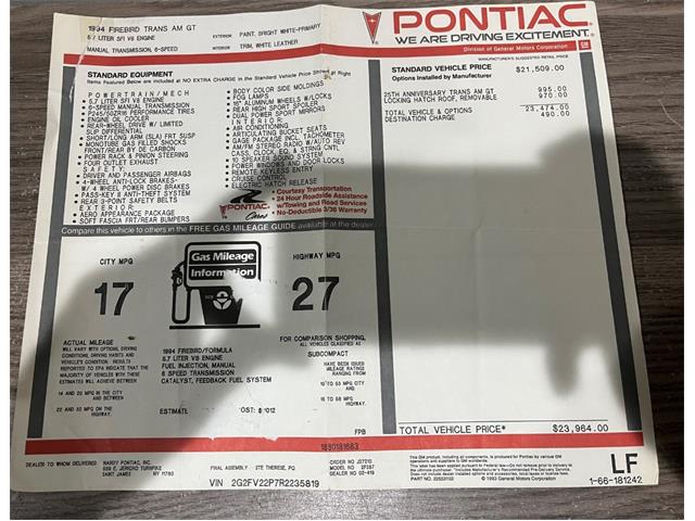 1994 Pontiac Firebird (CC-2055242) for sale in Beverly Hills, California