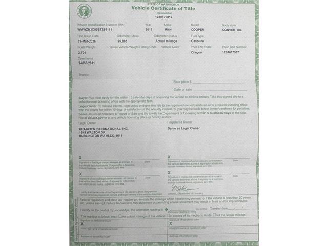 2011 MINI Cooper (CC-2056584) for sale in Burlington, Washington