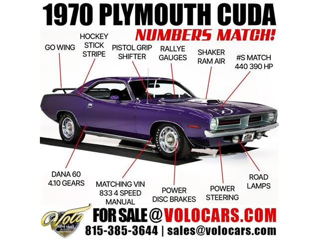 1970 Plymouth Cuda (CC-2062756) for sale in Volo, Illinois