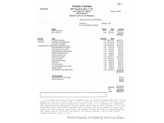 1996 Land Rover Defender 110 (CC-2063313) for sale in Las Vegas, Nevada