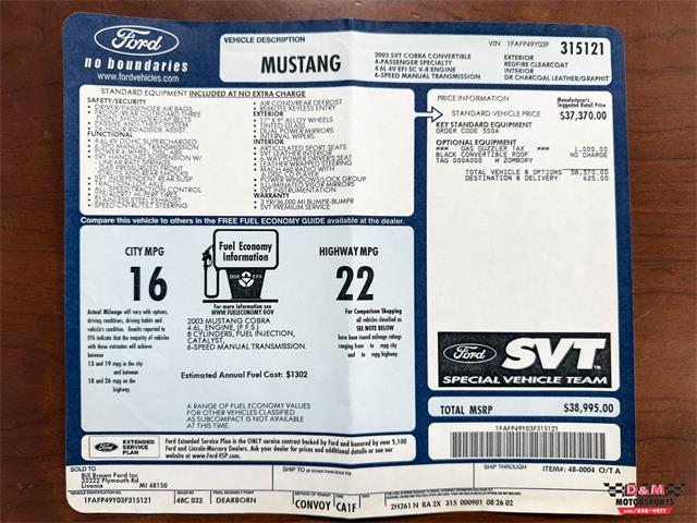 2003 Ford Mustang SVT Cobra (CC-2063713) for sale in Glen Ellyn, Illinois