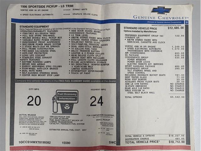 1996 Chevrolet S10 (CC-2064783) for sale in Carlisle, Pennsylvania