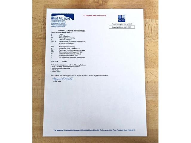 1968 Ford Mustang (CC-2065143) for sale in Homer City, Pennsylvania