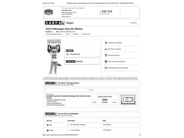 2023 Volkswagen Atlas (CC-2065189) for sale in Ramsey, Minnesota