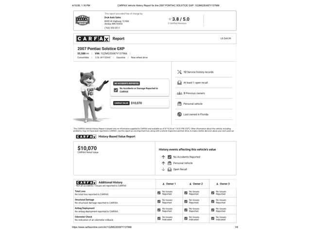 2007 Pontiac Solstice (CC-2065192) for sale in Ramsey, Minnesota