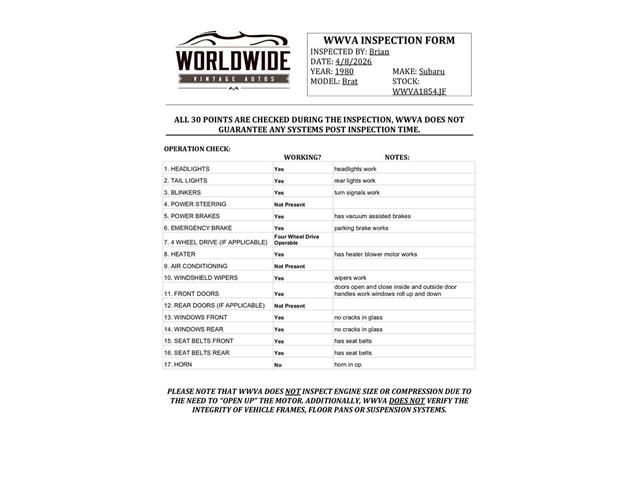 1980 Subaru Brat (CC-2065353) for sale in Denver , Colorado