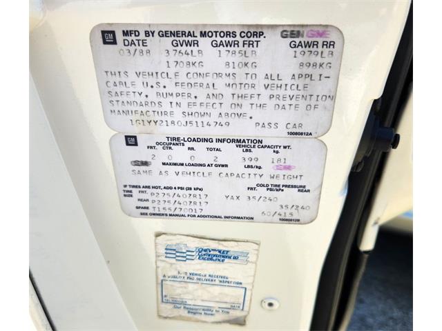 1988 Chevrolet Corvette (CC-2065474) for sale in Carlisle, Pennsylvania