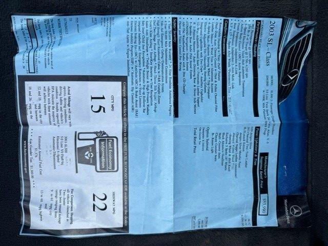 2003 Mercedes-Benz SL500 (CC-2065776) for sale in Carlisle, Pennsylvania