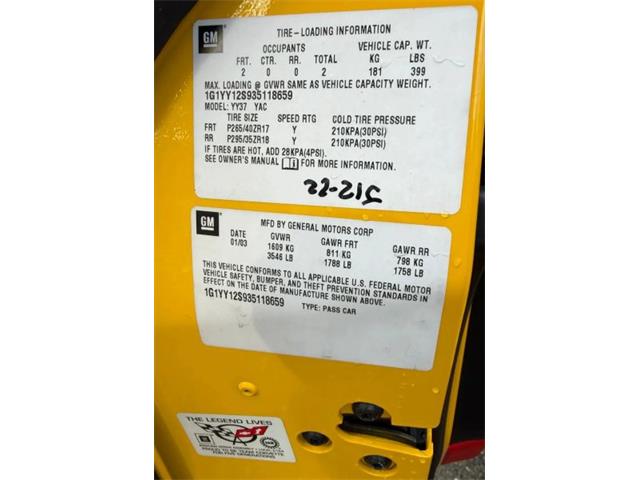 2003 Chevrolet Corvette (CC-2066031) for sale in Woodbury, New Jersey