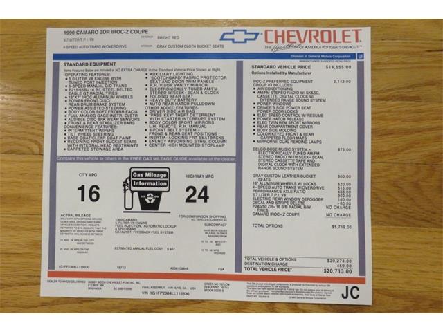 1990 Chevrolet Camaro (CC-2066574) for sale in Addison, Illinois