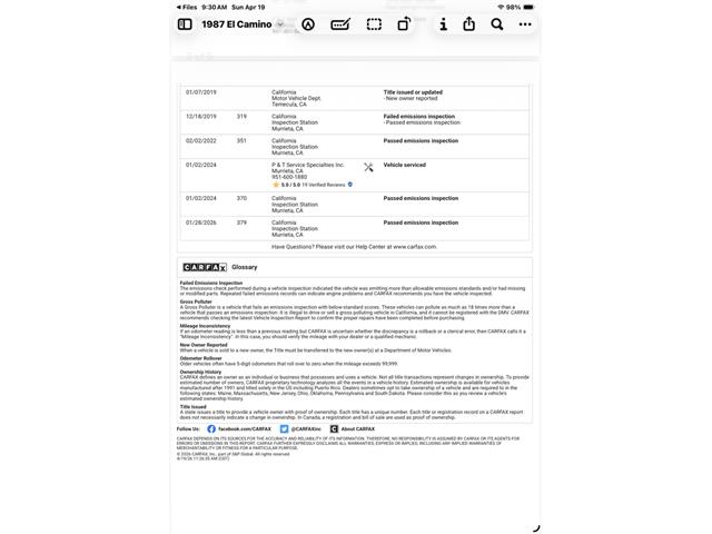1987 Chevrolet El Camino (CC-2066907) for sale in Murrieta, California