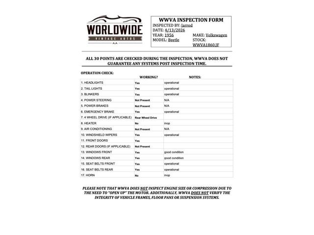 1956 Volkswagen Beetle (CC-2067347) for sale in Denver , Colorado