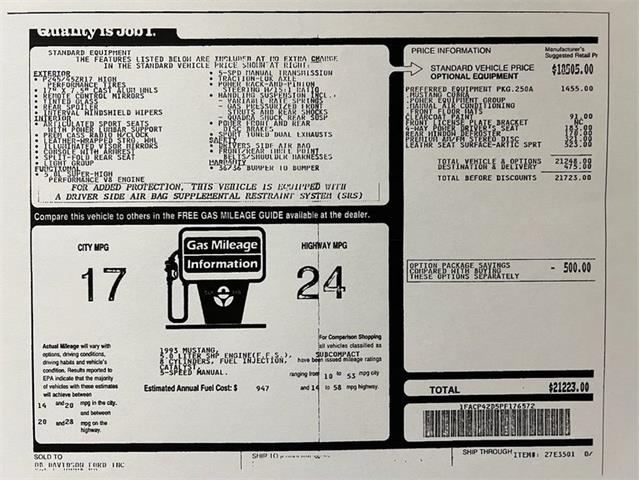 1993 Ford Mustang (CC-2067358) for sale in Morgantown, Pennsylvania