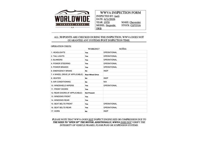 1970 Chevrolet Stepside (CC-2067643) for sale in Denver , Colorado