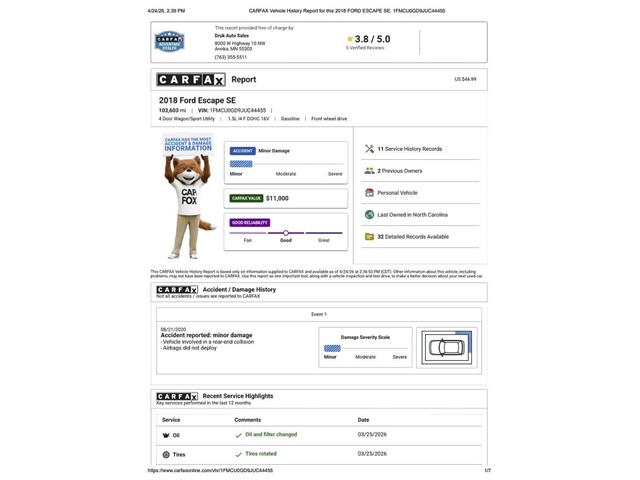 2018 Ford Escape (CC-2067759) for sale in Ramsey, Minnesota